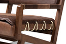 Lowri Rustic Brown Faux Leather Upholstered Walnut Lounge Chair Baxton