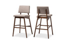 Latina Light Gray Fabric Upholstered and Walnut-Bar Stool Set of 2 Baxton