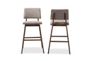Latina Light Gray Fabric Upholstered and Walnut-Bar Stool Set of 2 Baxton
