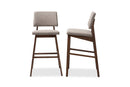 Latina Light Gray Fabric Upholstered and Walnut-Bar Stool Set of 2 Baxton