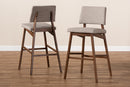 Latina Light Gray Fabric Upholstered and Walnut-Bar Stool Set of 2 Baxton
