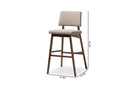 Latina Light Gray Fabric Upholstered and Walnut-Bar Stool Set of 2 Baxton
