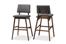 Latina Dark Gray Fabric Upholstered and Walnut-Bar Stool Set of 2 Baxton
