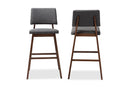 Latina Dark Gray Fabric Upholstered and Walnut-Bar Stool Set of 2 Baxton