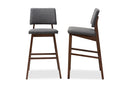 Latina Dark Gray Fabric Upholstered and Walnut-Bar Stool Set of 2 Baxton
