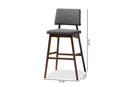 Latina Dark Gray Fabric Upholstered and Walnut-Bar Stool Set of 2 Baxton