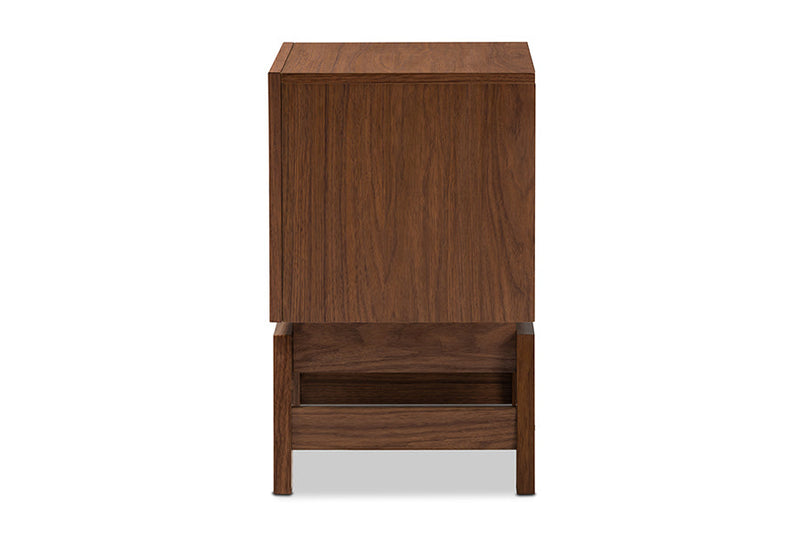 Taylor Walnut Brown and Dark Gray 1-Drawer Nightstand Baxton