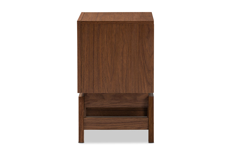 Taylor Mid-Century Modern Walnut Brown and Dark Gray Finished Wood 1-Drawer Nightstand