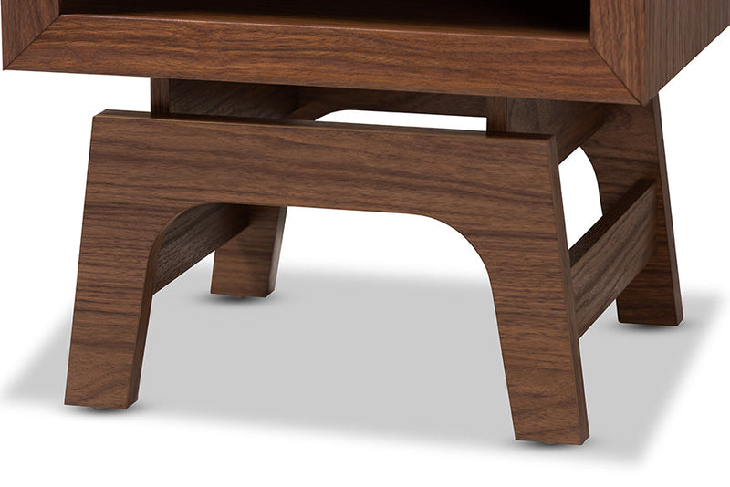Taylor Walnut Brown and Dark Gray 1-Drawer Nightstand Baxton