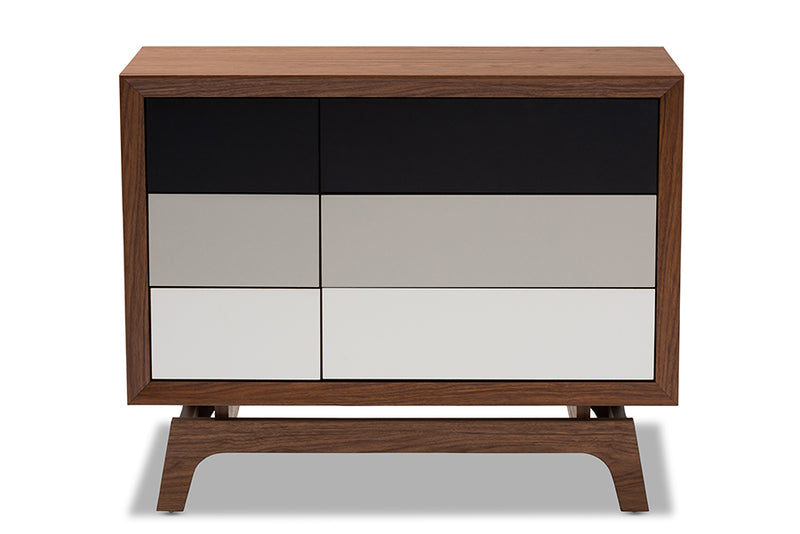 Taylor Mid-Century Modern Multicolor Finished Wood 6-Drawer Chest