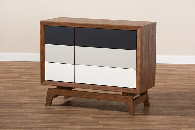 Taylor Mid-Century Modern Multicolor Finished Wood 6-Drawer Chest