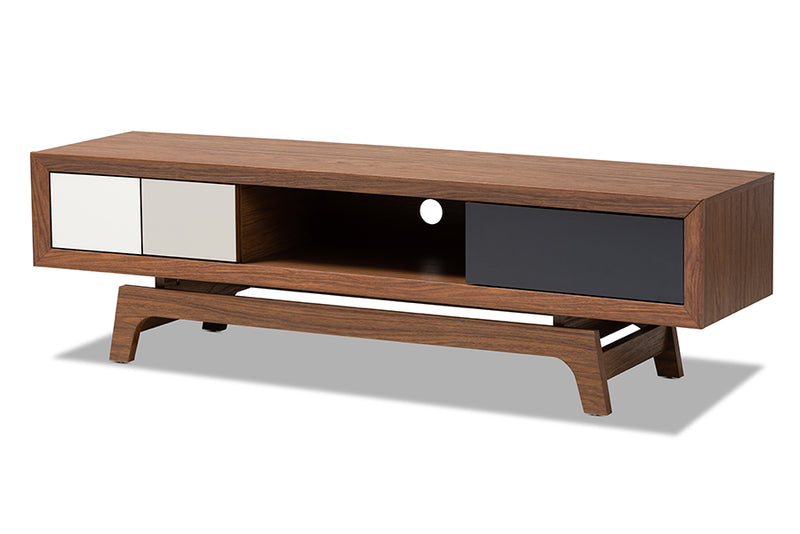 Taylor Mid-Century Modern Multicolor Finished Wood 3-Drawer TV Stand