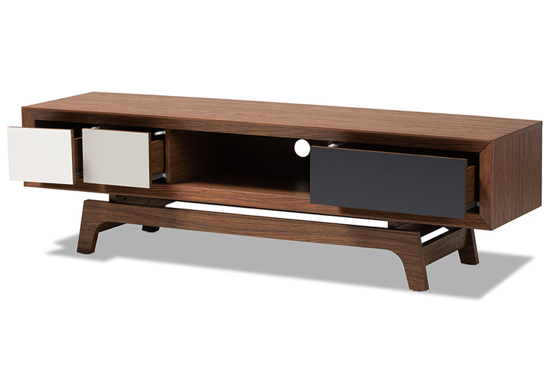 Taylor Mid-Century Modern Multicolor Finished Wood 3-Drawer TV Stand