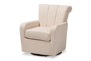 Layan Beige Fabric Upholstered Swivel Chair Baxton
