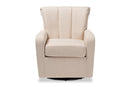 Layan Beige Fabric Upholstered Swivel Chair Baxton