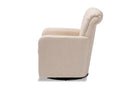 Layan Beige Fabric Upholstered Swivel Chair Baxton