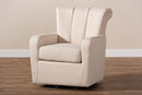 Layan Beige Fabric Upholstered Swivel Chair Baxton