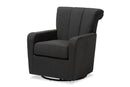 Layan Gray Fabric Upholstered Swivel Chair Baxton