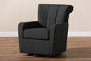 Layan Gray Fabric Upholstered Swivel Chair Baxton