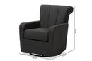 Layan Gray Fabric Upholstered Swivel Chair Baxton