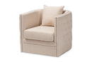 Kailyn Beige Fabric Upholstered Tufted Swivel Chair Baxton