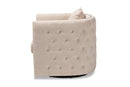 Kailyn Beige Fabric Upholstered Tufted Swivel Chair Baxton