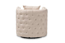 Kailyn Beige Fabric Upholstered Tufted Swivel Chair Baxton