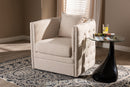 Kailyn Beige Fabric Upholstered Tufted Swivel Chair Baxton