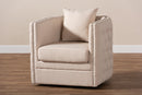 Kailyn Beige Fabric Upholstered Tufted Swivel Chair Baxton
