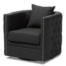 Kailyn Gray Fabric Upholstered Tufted Swivel Chair Baxton