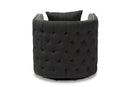 Kailyn Gray Fabric Upholstered Tufted Swivel Chair Baxton