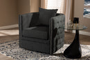Kailyn Gray Fabric Upholstered Tufted Swivel Chair Baxton