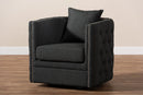 Kailyn Gray Fabric Upholstered Tufted Swivel Chair Baxton