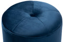 Noland Glam Navy Blue Velvet Fabric Upholstered Gold-Finished Ottoman Baxton