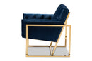 Madian Navy Velvet Fabric Upholstered Gold Finished Lounge Chair Baxton