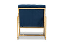 Madian Navy Velvet Fabric Upholstered Gold Finished Lounge Chair Baxton