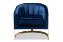 Sarine Glam Royal Blue Velvet Fabric Upholstered Gold-Finished Lounge Chair Baxton