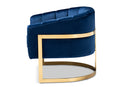 Sarine Glam Royal Blue Velvet Fabric Upholstered Gold-Finished Lounge Chair Baxton