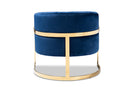 Sarine Glam Royal Blue Velvet Fabric Upholstered Gold-Finished Lounge Chair Baxton