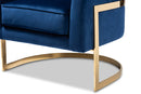 Sarine Glam Royal Blue Velvet Fabric Upholstered Gold-Finished Lounge Chair Baxton