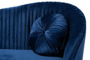 Toru Glam Royal Blue Velvet Fabric Gold-Finished Sofa w/2 Accent Pillow Baxton