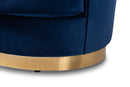 Toru Glam Royal Blue Velvet Fabric Gold-Finished Sofa w/2 Accent Pillow Baxton