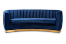 Tavor Glam Royal Blue Velvet Fabric Upholstered Brushed Gold-Finished Sofa Baxton