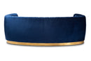Tavor Glam Royal Blue Velvet Fabric Upholstered Brushed Gold-Finished Sofa Baxton