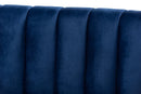 Tavor Glam Royal Blue Velvet Fabric Upholstered Brushed Gold-Finished Sofa Baxton