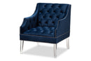 Midori Navy Velvet Fabric Upholstered Lounge Chair w/Acrylic Legs Baxton