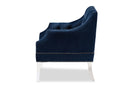 Midori Navy Velvet Fabric Upholstered Lounge Chair w/Acrylic Legs Baxton