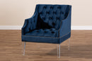 Midori Navy Velvet Fabric Upholstered Lounge Chair w/Acrylic Legs Baxton