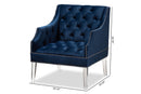 Midori Navy Velvet Fabric Upholstered Lounge Chair w/Acrylic Legs Baxton