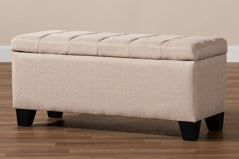 Radley Beige Fabric Upholstered Storage Ottoman Baxton
